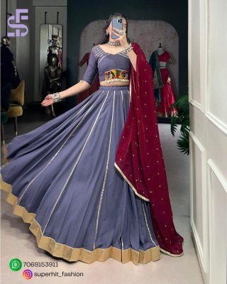 Navratri Lehenga Choli 1655 Purple Colour Designer Pure Rayon Lehenga Choli Set Gotta Patti Lace  Mirror Gamthi  Cowrie Accents And Embroidered  lehenga choli