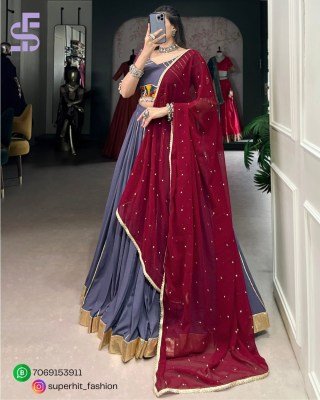 Navratri Lehenga Choli 1655 Purple Colour Designer Pure Rayon Lehenga Choli Set Gotta Patti Lace  Mirror Gamthi  Cowrie Accents And Embroidered  lehenga choli