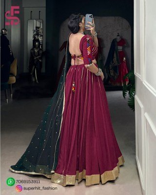 Navratri Lehenga Choli 1655 Wine Colour Designer Pure Rayon Lehenga Choli Set Gotta Patti Lace  Mirror Gamthi  Cowrie Accents And Embroidered  lehenga choli