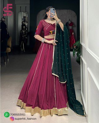 Navratri Lehenga Choli 1655 Wine Colour Designer Pure Rayon Lehenga Choli Set Gotta Patti Lace  Mirror Gamthi  Cowrie Accents And Embroidered  lehenga choli