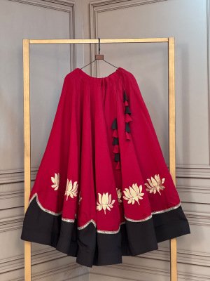 Navratri Lehenga Collection 2026 D.No. 7172 Roman Lehenga with Lotus Gota & Mirror Lace Work Womens