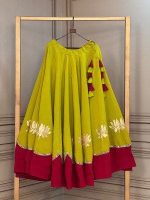 Navratri Lehenga Collection 2026 D.No. 7172 Roman Lehenga with Lotus Gota & Mirror Lace Work bottom wear
