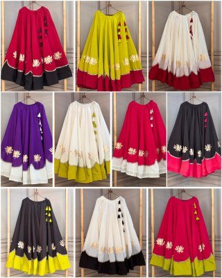 Navratri Lehenga Collection 2026 D.No. 7172 Roman Lehenga with Lotus Gota & Mirror Lace Work bottom wear