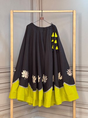 Navratri Lehenga Collection 2026 D.No. 7172 Roman Lehenga with Lotus Gota & Mirror Lace Work bottom wear