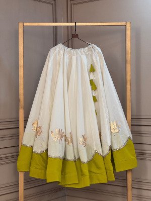 Navratri Lehenga Collection 2026 D.No. 7172 Roman Lehenga with Lotus Gota & Mirror Lace Work bottom wear