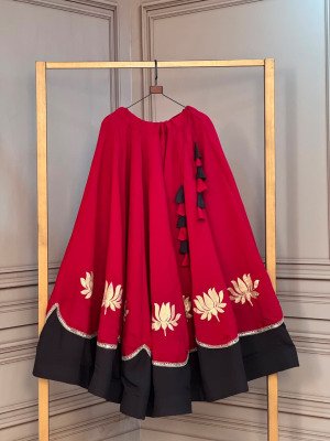 Navratri Lehenga Collection 2026 D.No. 7172 Roman Lehenga with Lotus Gota & Mirror Lace Work bottom wear