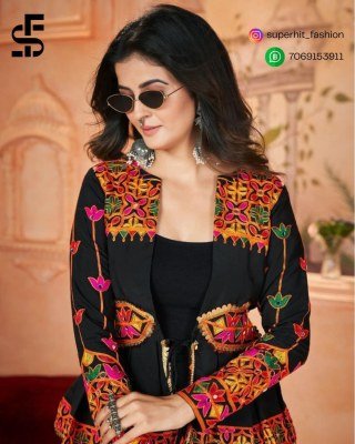 Navratri Night Sparkle Kediya Embroidered Mirror Collection5041 Dazzle Dance Kediya Real Mirror  Embroidery Work Wholesale Amavi