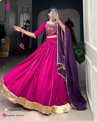 Navratri Nights Chanderi Lehenga Set 1735 Pink Colour with Zari Lines, Gota Patti And Vintage Ginni Lace, Sequin Coin Lace Dupatta Wholesale lehenga choli