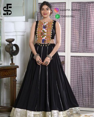 Navratri Radiance 1616 Black Colour Rayon Lehenga with Gamthi Work And Cowrie Lace Blouse  Gotta Patti Rayon Lehenga And Gamthi Embroidered Blouse Set lehenga choli