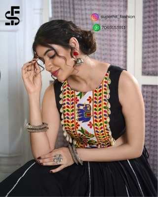 Navratri Radiance 1616 Black Colour Rayon Lehenga with Gamthi Work And Cowrie Lace Blouse  Gotta Patti Rayon Lehenga And Gamthi Embroidered Blouse Set lehenga choli