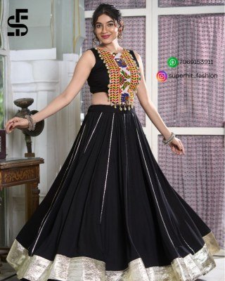 Navratri Radiance 1616 Black Colour Rayon Lehenga with Gamthi Work And Cowrie Lace Blouse  Gotta Patti Rayon Lehenga And Gamthi Embroidered Blouse Set lehenga choli