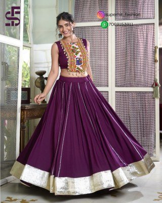 Navratri Radiance 1616 Wine Colour Rayon Lehenga with Gamthi Work And Cowrie Lace Blouse  Gotta Patti Rayon Lehenga And Gamthi Embroidered Blouse Se lehenga choli