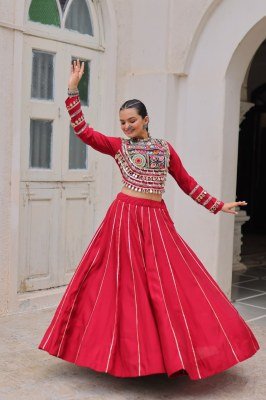 Navratri Royal Touch 7145 Lehenga Choli Gota-Patti Border And Kutchi Gamthi Embroidered Blouse Roman Fabric with Embroidery And Mirror Work Wholesale lehenga choli