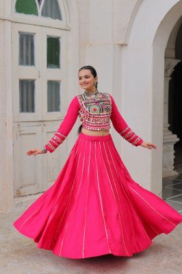 Navratri Royal Touch 7145 Lehenga Choli Gota-Patti Border And Kutchi Gamthi Embroidered Blouse Roman Fabric with Embroidery And Mirror Work Wholesale lehenga choli