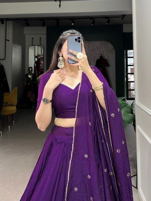 Navratri Special 1906 Pure Chanderi Lehenga Choli  Zari Weaving Sequin Work Dupatta Pure Chanderi Lehenga Choli for Navratri Zari Weaving Work with Se Amavi