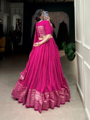 Navratri Special 1906 Pure Chanderi Lehenga Choli  Zari Weaving Sequin Work Dupatta Pure Chanderi Lehenga Choli for Navratri Zari Weaving Work with Se lehenga choli