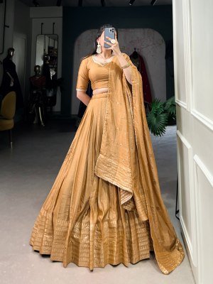 Navratri Special 1906 Pure Chanderi Lehenga Choli  Zari Weaving Sequin Work Dupatta Pure Chanderi Lehenga Choli for Navratri Zari Weaving Work with Se lehenga choli