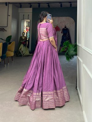 Navratri Special 1906 Pure Chanderi Lehenga Choli  Zari Weaving Sequin Work Dupatta Pure Chanderi Lehenga Choli for Navratri Zari Weaving Work with Se lehenga choli