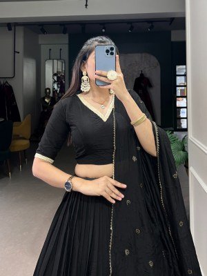 Navratri Special 1906 Pure Chanderi Lehenga Choli  Zari Weaving Sequin Work Dupatta Pure Chanderi Lehenga Choli for Navratri Zari Weaving Work with Se lehenga choli