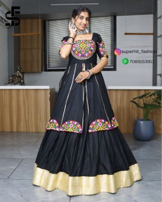 Navratri Special 8030 Balck Colour Pure Rayon Cotton Lehenga Set for Women Real Mirror And Gota Patti Work  Zari Border  Traditional Kali Design Whole lehenga choli