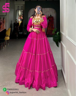 Navratri Special Jhamkudi Lehenga Choli 1606 Pink Colour Pure Rayon with Gota Patti Shine And Gamthi Work with Cowrie Lace blouse With Jocket  Wholesa Amavi