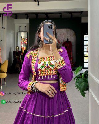 Navratri Special Jhamkudi Lehenga Choli 1606 Purple Colour Pure Rayon with Gota Patti Shine And Gamthi Work with Cowrie Lace blouse With Jock lehenga choli