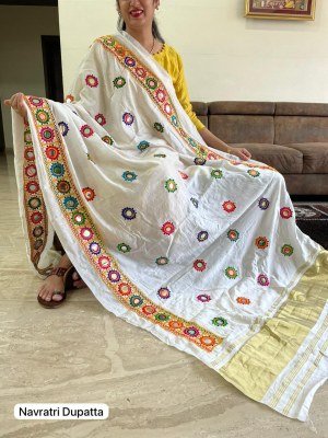 Navratri Special Premium Silk Dupatta with Traditional Embroidery And Foil Mirror Work Wholesale dupatta