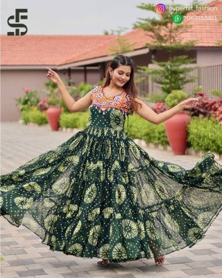 Navratri Special SHF 116 Gamathi Work Gown with Real Mirror And Codi Lace Faux Georgette And Micro Cotton Inner Wholesale Amavi