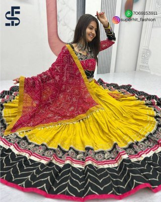 Navratri Special SHFT 246 Riyon Cotton Lehenga Choli with Heavy Embroidery Thread And Sequence Work Ribbon Lace Detailing Micro Cotton Inner Wholesale Amavi