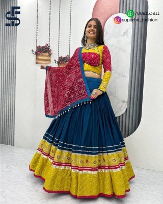 Navratri Special SHFT 246 Riyon Cotton Lehenga Choli with Heavy Embroidery Thread And Sequence Work Ribbon Lace Detailing Micro Cotton Inner Wholesale lehenga choli