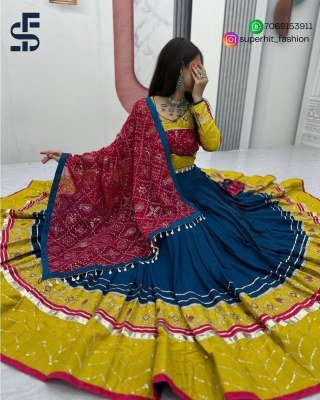 Navratri Special SHFT 246 Riyon Cotton Lehenga Choli with Heavy Embroidery Thread And Sequence Work Ribbon Lace Detailing Micro Cotton Inner Wholesale lehenga choli