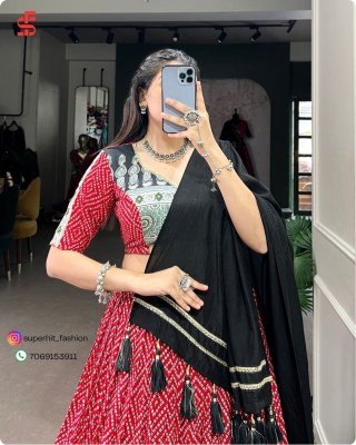 Navratri Style Icon 1712 Red Colour Lehenga Bandhej And Ajrakh Prints with Gota Lace and Chanderi Dupatta Wholesale   lehenga choli