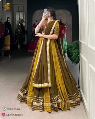 Navratri Twirl And Shine 1613 Mehendi Colour Rayon Lehenga Set  Mirror Gamthi, Gota Patti, Sequins And Cowrie Accents Georgette Dupatta Wholesale  lehenga choli