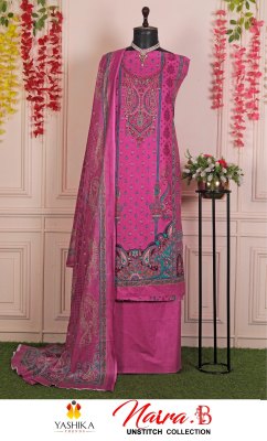 Nayra B by Yashika trends heavy cotton printed unstitched salwar suit catalogue at affordable rate salwar kameez catalogs