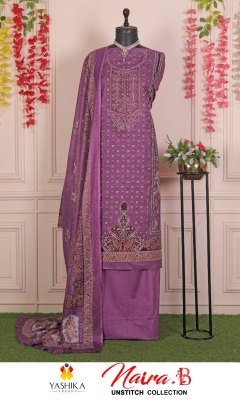 Nayra B by Yashika trends heavy cotton printed unstitched salwar suit catalogue at affordable rate salwar kameez catalogs