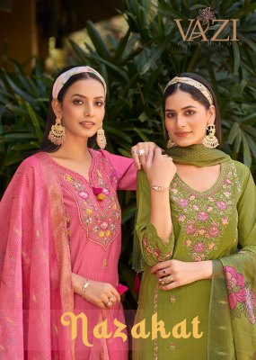 Nazakat by Vazi Fashion Designer Thread work kurti pant with dupatta catalogue at low price Amavi