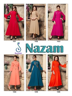 Nazam by suvesh plain maslin embroidered kurti catalogue at wholesale price kurtis catalogs