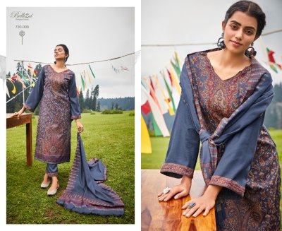 Nazma by Belliza pure pashmina jequared unstitched dress material catalogue at affordable rate salwar kameez catalogs