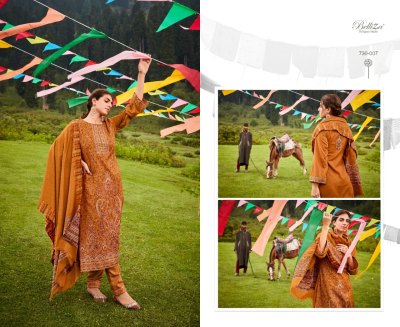 Nazma by Belliza pure pashmina jequared unstitched dress material catalogue at affordable rate salwar kameez catalogs
