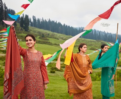 Nazma by Belliza pure pashmina jequared unstitched dress material catalogue at affordable rate salwar kameez catalogs