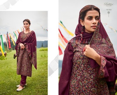 Nazma by Belliza pure pashmina jequared unstitched dress material catalogue at affordable rate salwar kameez catalogs