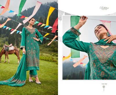 Nazma by Belliza pure pashmina jequared unstitched dress material catalogue at affordable rate salwar kameez catalogs