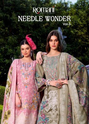 Romani Needle Wonder Vol 3 Premium Soft Cotton Festive Suits with Heavy Embroidery And Mal Mal Dupatta Wholesale readymade suit catalogs