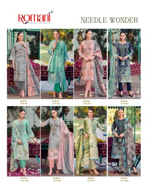 Needle wonder by Romani Premium soft cotton Digital Printed Heavy Embroidered unstitched suit catalogue in low budget readymade suit catalogs