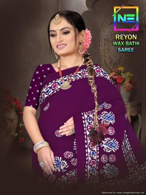 Nemi by reyon wax batik heavy reyon cotton printed saree catalogue at low rate Amavi