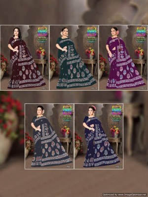 Nemi by reyon wax batik heavy reyon cotton printed saree catalogue at low rate sarees catalogs