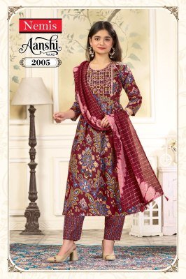 Nemis Aanshi Vol 2 Readymade Capsule Foil Print Kurti Pant Set readymade suit catalogs