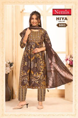 Nemis Hiya Vol 6 Readymade Nyra Cut Kurti Set Capsule Rayon Print with Embroidery Pant And Fancy Chanderi Dupatta Wholesale kurti pant with dupatta Catalogs