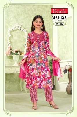 Nemis Mahira Vol 2 Premium Embroidery Capsule  Foil Print Top, Printed Pant, Check Dupatta Wholesale kurtis catalogs