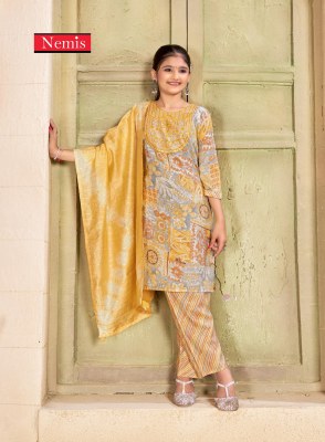 Nemis by Dishi vol 2 capsule foil print with embroidered readymade suit catalogue at low rate readymade suit catalogs